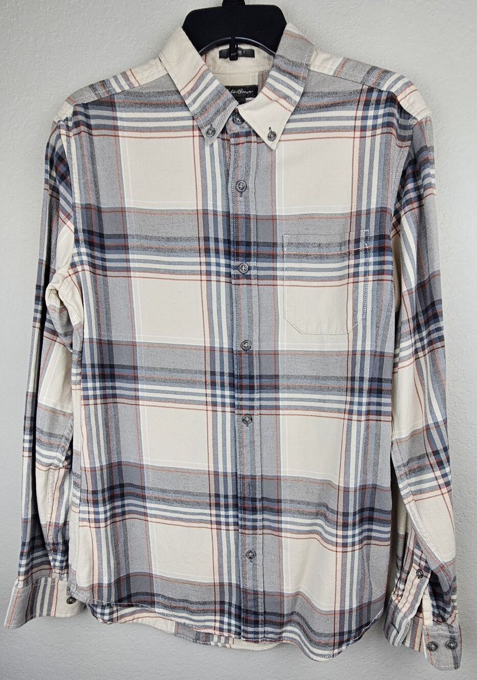 Eddie Bauer Mens Medium Slim Fit Button Down Long Sleeve Shirt 100% Cotton Plaid